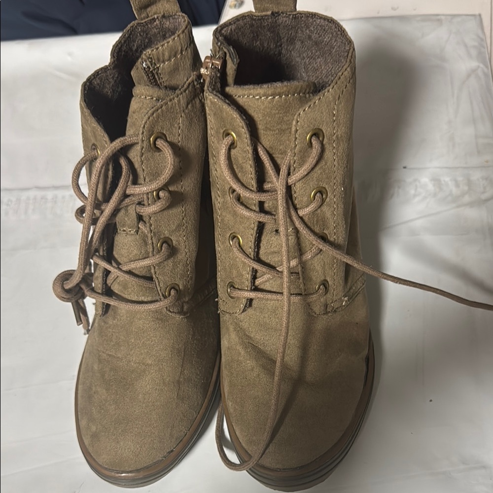 Styluxe Brown Lace Up Boots with Suede Finish